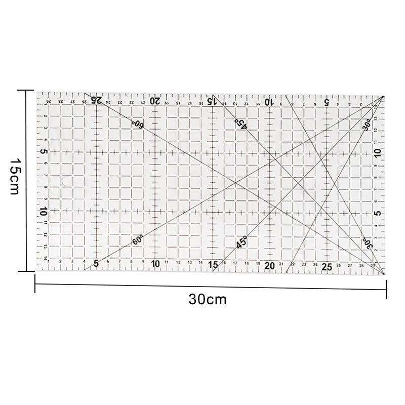 30x15cm Patchwork Ruler with Double Colored and Grid Lines Quilting Tools Acrylic Sewing Ruler for Sewing Cutting Accessories