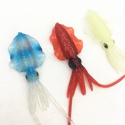 Luminous Octopus Squid Skirt Sea Fishing Wobbler Bait Squid Jig Fishing Tuna Lure Jig Head Hook 130mm Fishing Bait