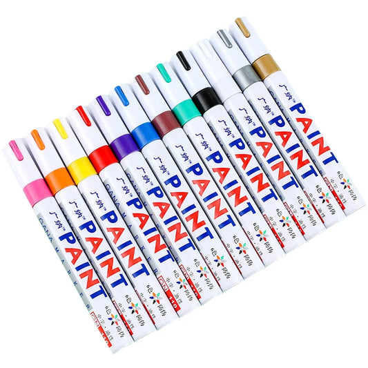 6 Pcs Colorful Permanent Paint Marker Waterproof White Markers tire tread rubber fabric Paint metal 12 Colors Paint Marker Pens