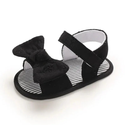 Meckior Summer Cute Bowknot Toddler Girl Shoes Canvas Newborn Garden Sandals Baby Anti-slip Soft Baby Girls Shoes 0-18M