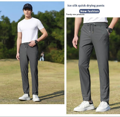 Summer Thin Ice Silk Couple Sports Pants Absorb Sweat Quickly Dry Comfortable and Breathable Men's Casual Sports Pants