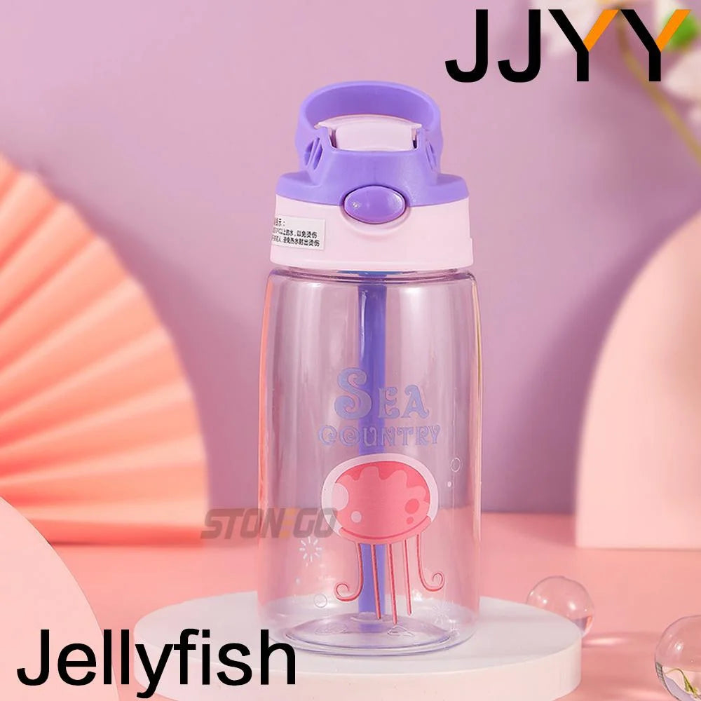 1PC Kids Water Sippy Cup Kids Water Bottle with Straw and Handle Portable Drinking Bottle Cup Children