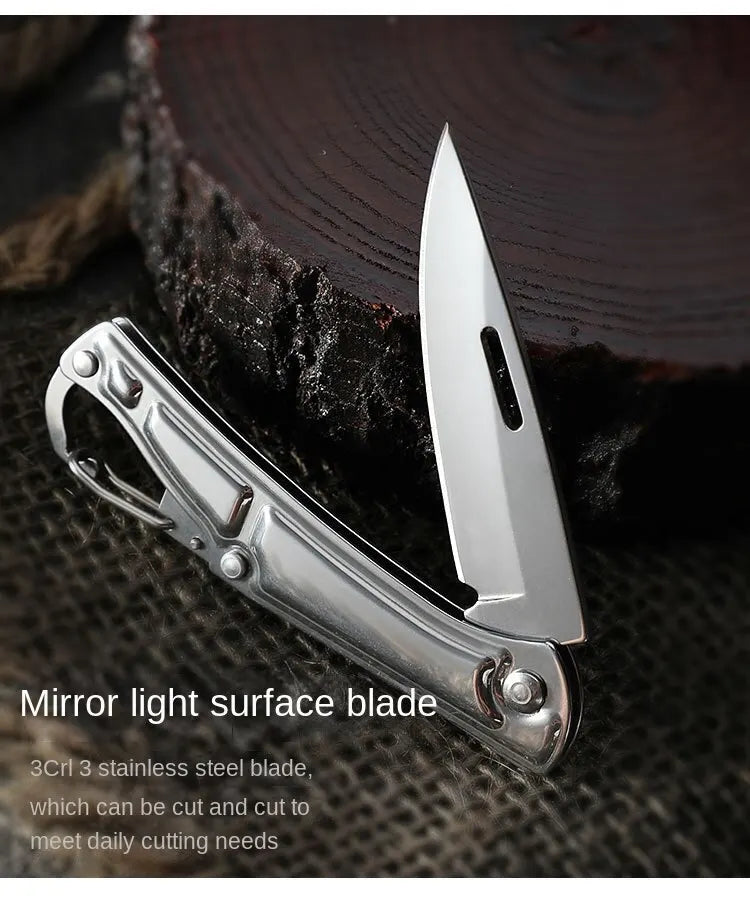 Pocket Folding Fruit Knife, Stainless Steel Outdoor Knife with Non-slip Handle for Kitchen Accessories