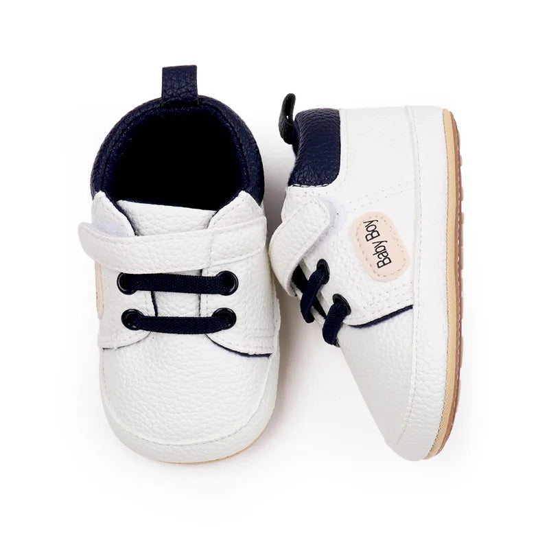 Meckior 2024 New Arrivals Baby Boys Girls PU Leather Sports Shoes Casual Rubber Bottom Anti Slip Toddler Shoes First Walkers