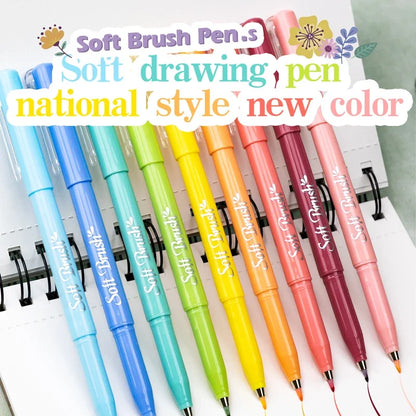 6Pcs Soft Brush Tip Marker Pens Artist Markers Brush Pens Hand Lettering Calligraphy Retro Colors for Journaling  Drawing