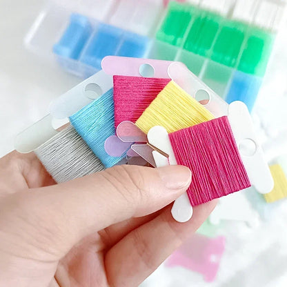 Plastic Bobbins Set with Storage Box Spool Thread Card Embroidery Floss DIY Stitch Thread Organizer Holder Sewing Tools Costura