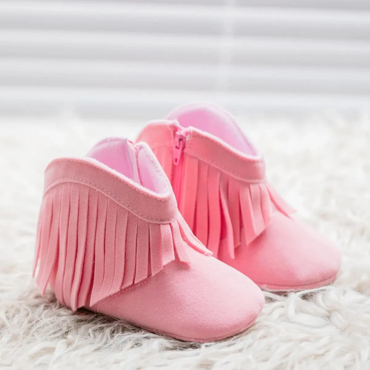 Meckior Baby Booties Vintage Tassel Anti-slip Sole Winter Warm Baby Boys Girls Shoes Snow Booties First Walkers Infant Shoes