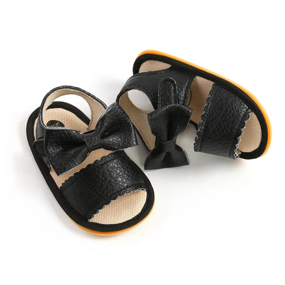 Meckior Summer Baby Shoes Toddler Flats Baby Sandals Soft Rubber Sole Anti-Slip Bowknot Crib First Walker Baby Boys Girls Shoes