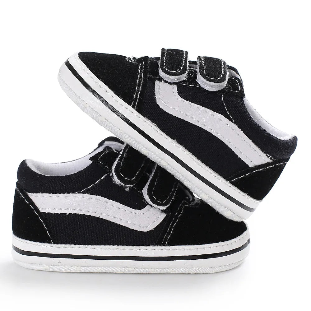 Meckior Baby Canvas Sneakers Classic Stripes Casual Baby Boy Girl Shoes Anti-slip Soft First Walkers Infant Baby Unisex Shoes