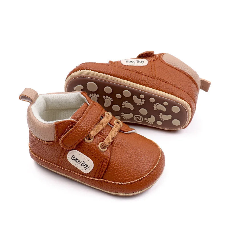 Meckior 2024 New Arrivals Baby Boys Girls PU Leather Sports Shoes Casual Rubber Bottom Anti Slip Toddler Shoes First Walkers