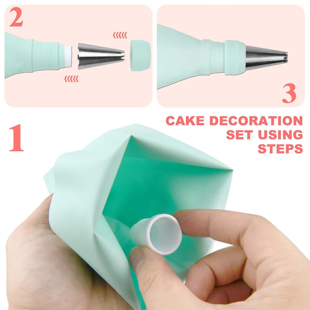 Set(15pcs) Scraper Mounted Mouth Set Silicone Cake Cream Pattern Smooth Modeling Tool Household Baking Tool