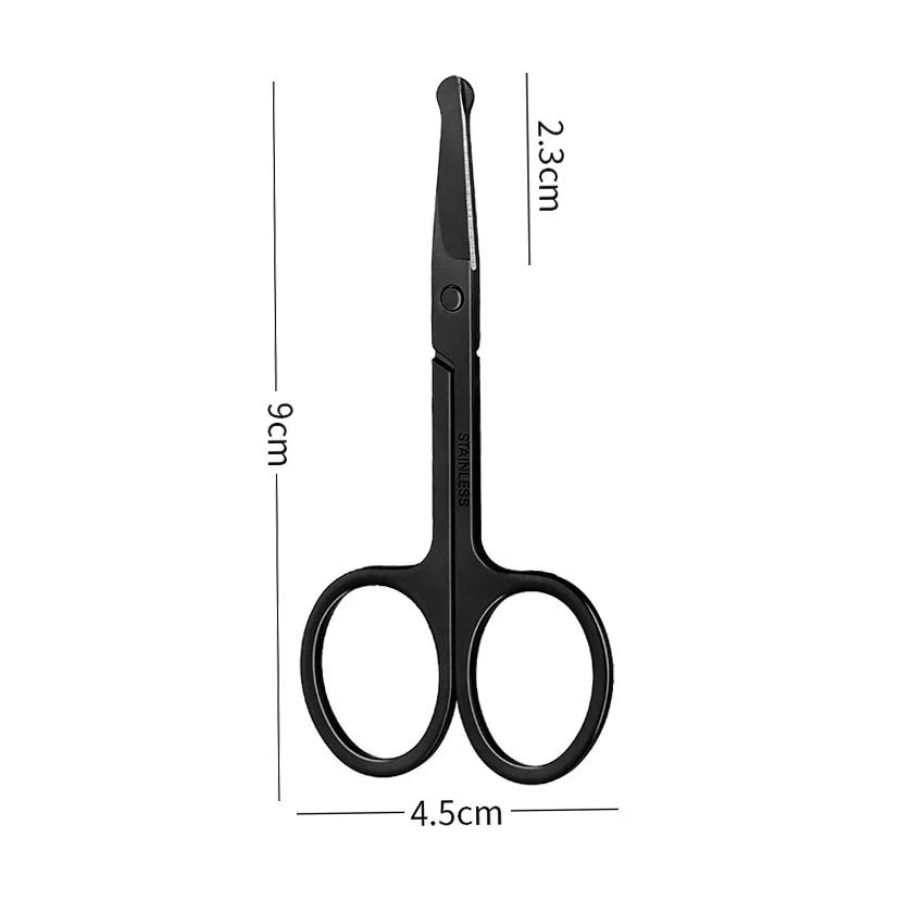 Unisex Stainless Steel Black Round Head Safe Nose Hair Scissors (Do Not Hurt Nose)