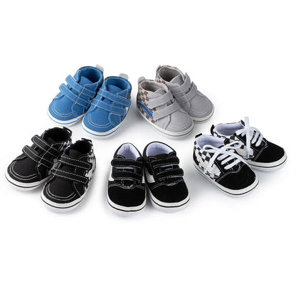 2023 New Baby Canvas Sneakers Anti-slip Soft Plaid Baby Boy Girl Shoes Newborns First Walkers Infant Baby Unisex Casual Shoes