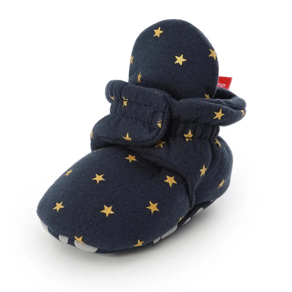 Meckior New Baby Socks Shoes Star Toddler First Walkers Booties Cotton Comfort Soft Anti-slip Warm Infant Baby Boy Girl Shoes