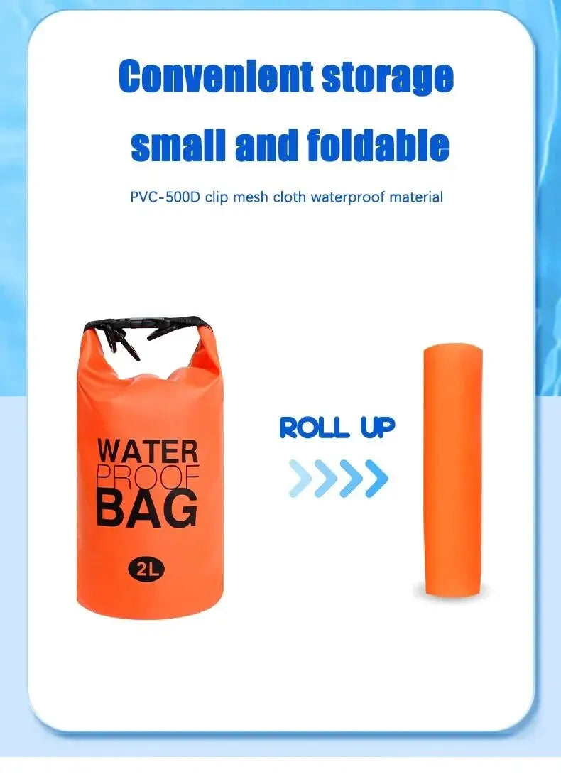 2 Liter Waterproof Dry Bag Storage Swimming Kayak River Hiking Float Sailing Canoe Diving Compression Backpack