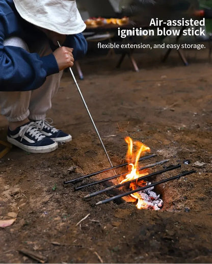 Outdoor Camping Blow Fire Tube Blowpipe Collapsible High Effective Tiny Beach Garden Tool Camping Equipment Blowing Fire Stick