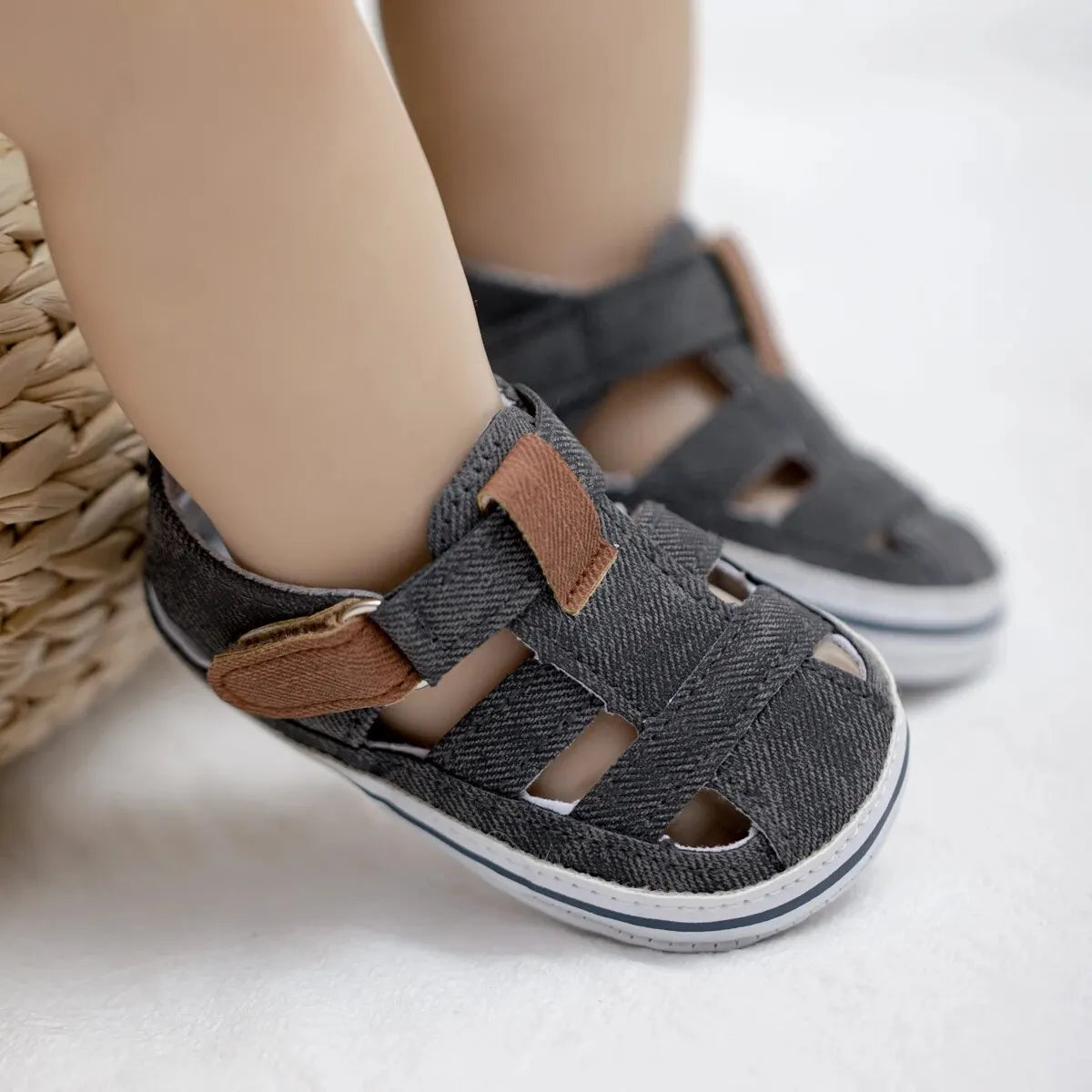 Meckior Baby Canvas Casual Boy Shoes Anti-Slip Rubber Bottom Infant Toddler Newborn First Walker Baby Boy Girl First Sandals