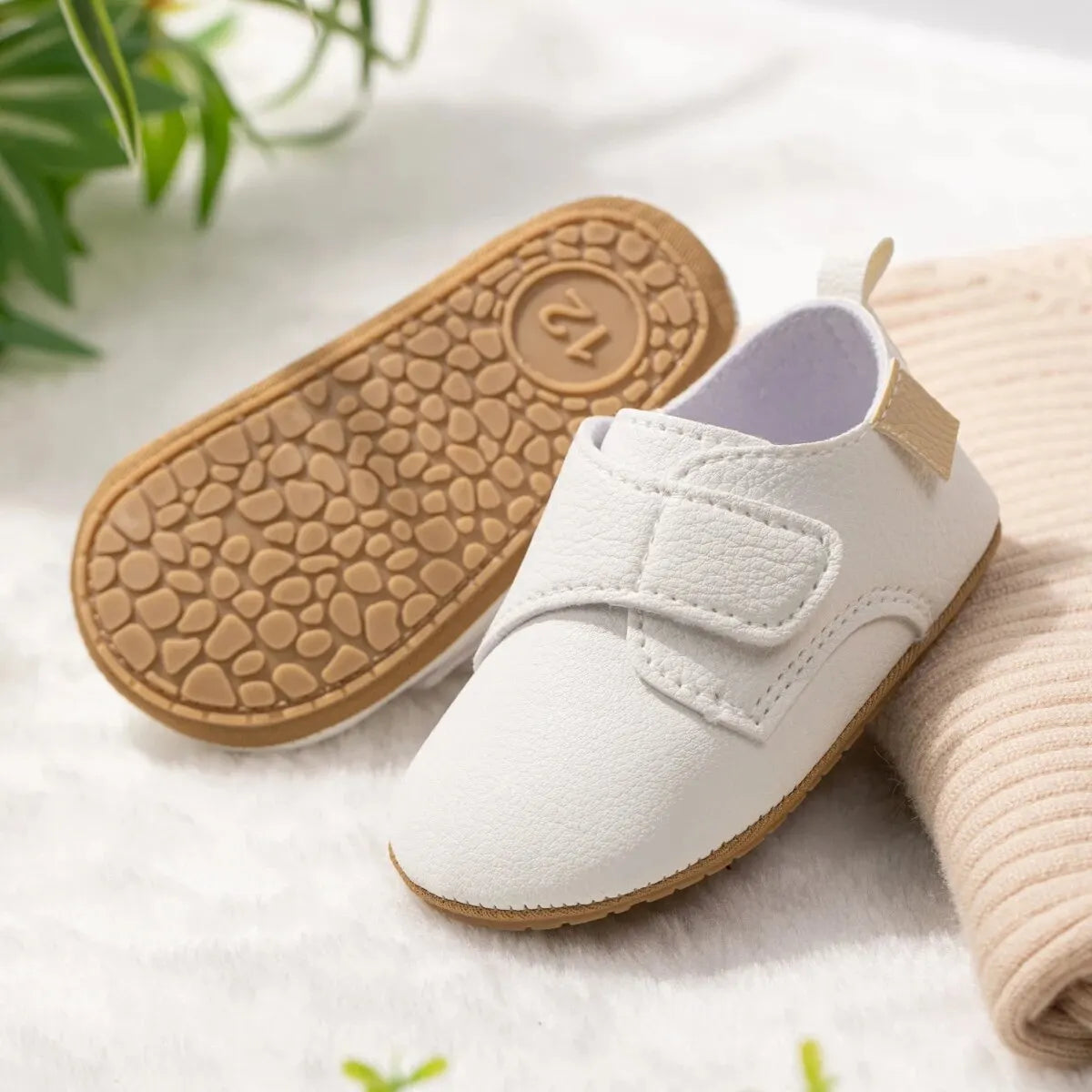 Meckior Baby Boys Girls Shoes Rubber Sole Anti-Slip Classic Pu Leather Toddler Shoes First Walking Flat Lazy Infants Crib Shoes