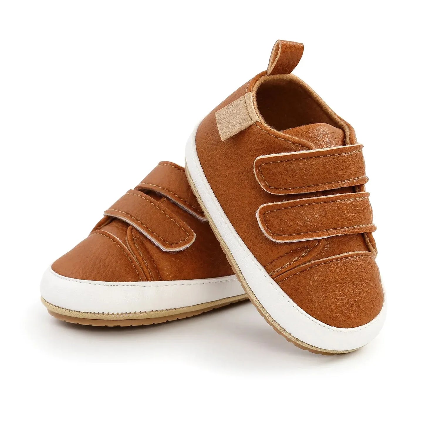 Meckior Baby Boys Girls Shoes Classic Unisex PU Leather Toddler Rubber Sole Anti-slip First Walkers Infant Moccasins Baby Shoes