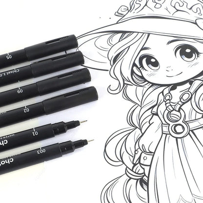 Black Micro Pens,15 Sizes,Waterproof Archival Ink,Fine Point Pen for Artist Illustration,Sketching,Anime,Manga Technical Drawing