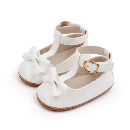 Meckior 2024 New Baby Girls Shoes Princess Choreography Cute Bow PU Anti-slip Soft Rubber Bottom First Walker Toddler Crib Shoes