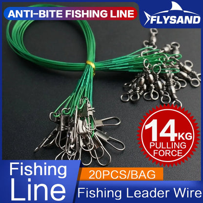 Fishing Wire Leaders Stainless Steel Nylon-Coated Fishing Line Wire Leaders Anti-Bite Fishing Line 20Pcs/Bag