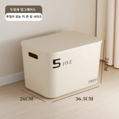 Ins Style Storage Box with Lid Dustproof Cosmetics Clothing Grocery Storage Bedroom Dormitory Storage Box Toy Storage