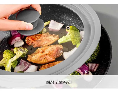 Silicone Rimmed Glass Pan Lid - Spill and Shatter-Proof Tempered Glass Cover for Versatile Home Cooking Pans