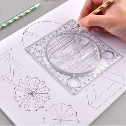 Multifunction Rotatable Ruler Drawing Template Art Design Architect Stereo Geometry Circle Drafting Measuring Scale Kawaii ruler