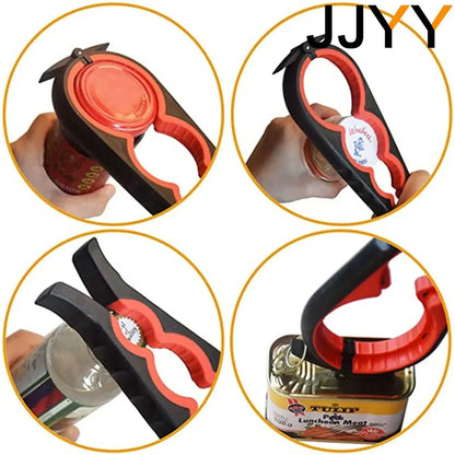 Can Opener Multifunctional Four In One Beverage Bottle Opener Cap Twister Four Position Can Opener Anti Slip Cap Twister