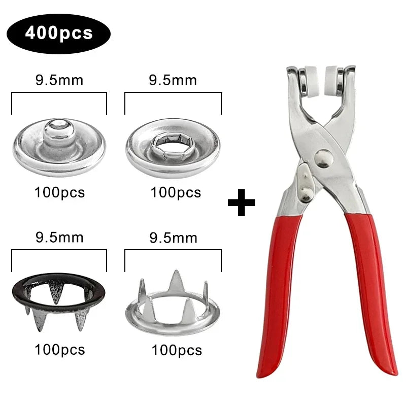 Plier Tool 9.5mm Snap Fasteners Kit Metal Press Studs Tools Buttons for Diy Clothing Leather Crafting Sewing Accessories 단추펜치