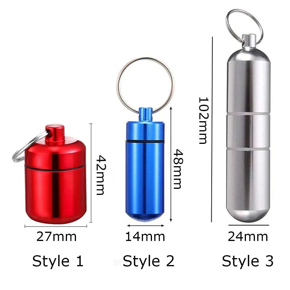 Aluminum Alloy Pill Keychain Holder Small Pill Box Pill Case Waterproof Pill Organizer Stonego Portable Pill Holder Keychain