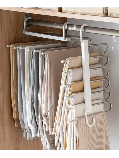 Folding Pants Rack Multi-functional Multi-layer Pants Hanger Household Magic Seamless Pants Rack Storage Magic