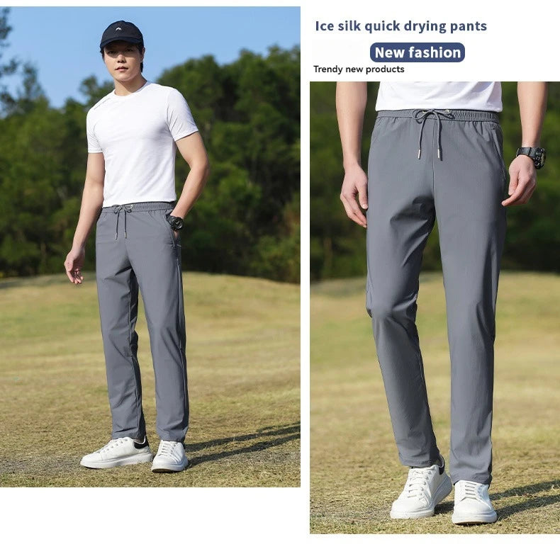 Summer Thin Ice Silk Couple Sports Pants Absorb Sweat Quickly Dry Comfortable and Breathable Men's Casual Sports Pants