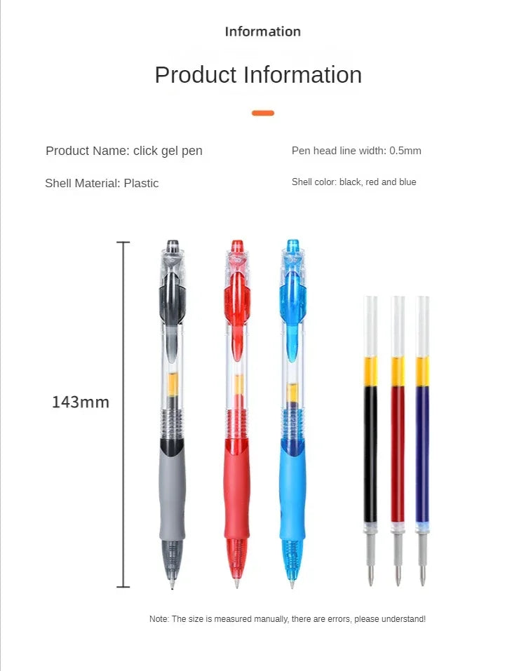 13/30pcs Retractable Gel Pens Set Black/Red/Blue Ink Ballpoint for Writing Refills Office Accessories School Supplies Stationery