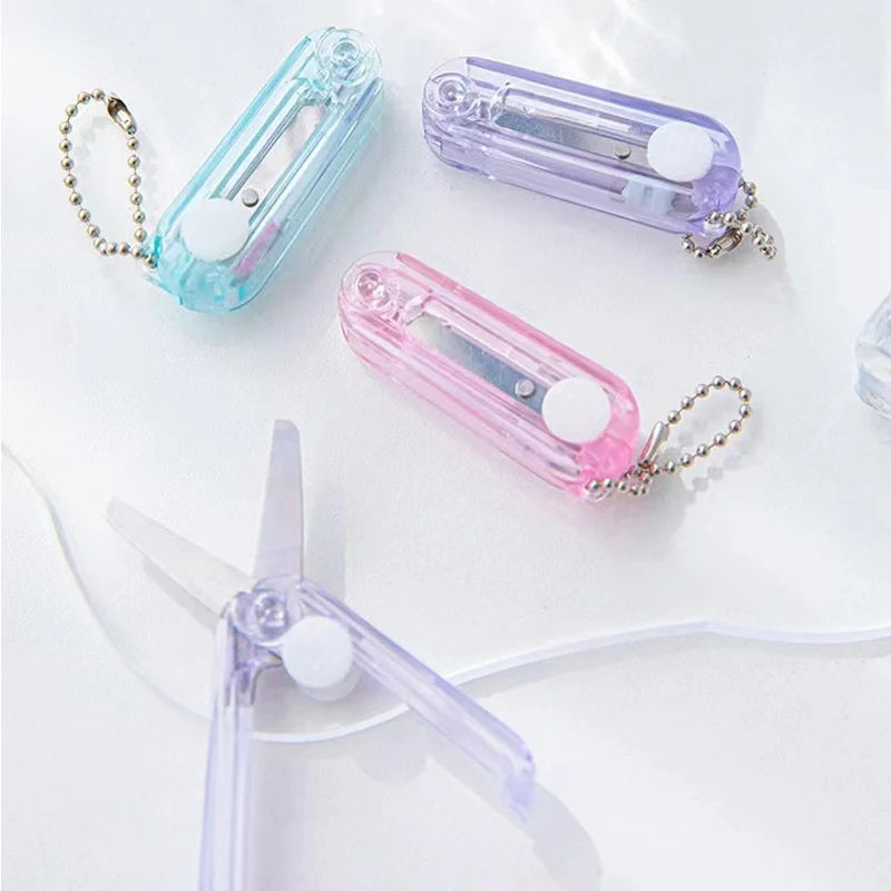 Transparent Mini Scissors, Retractable Folding Portable Scissors, Student Hand-made Paper Scissors