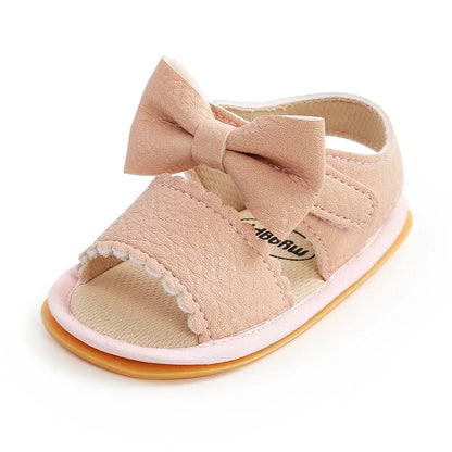 Meckior Summer Baby Shoes Toddler Flats Baby Sandals Soft Rubber Sole Anti-Slip Bowknot Crib First Walker Baby Boys Girls Shoes