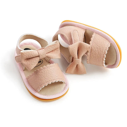 Meckior Summer Baby Shoes Toddler Flats Baby Sandals Soft Rubber Sole Anti-Slip Bowknot Crib First Walker Baby Boys Girls Shoes