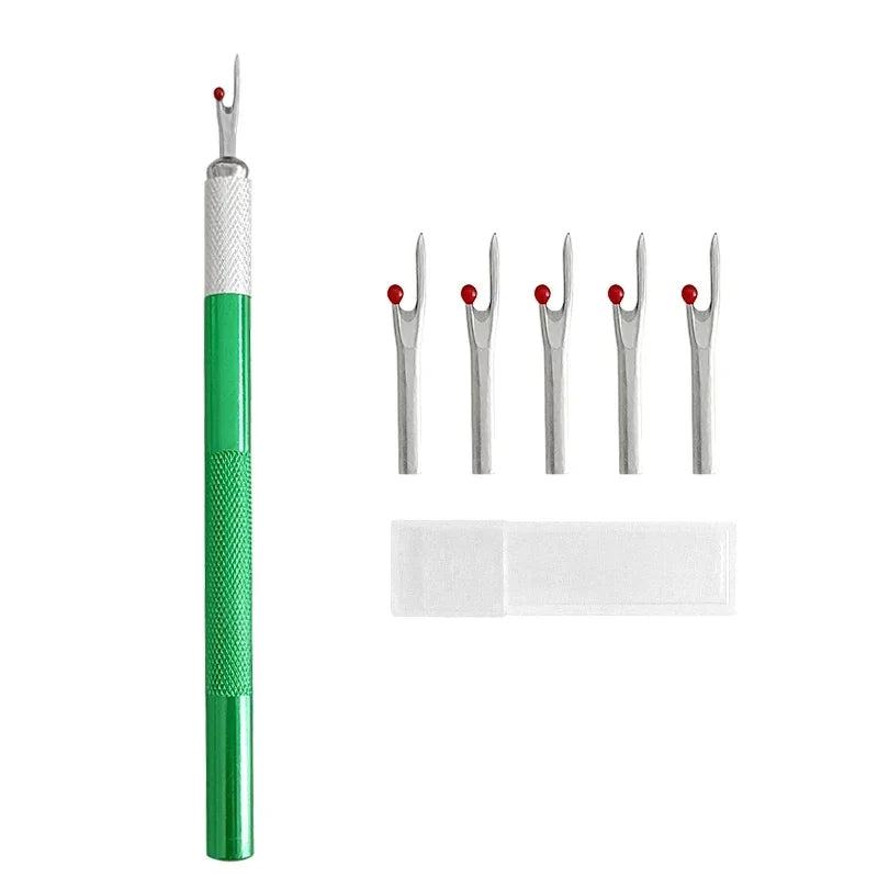 1Pcs Thread Cutter with 5Pcs Replacement Head Seam Ripper Stitch Thread Unpicker Embroidery Thread Remover DIY Sewing Tools