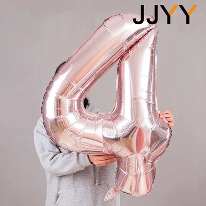 Foil Numbered Balloons 0-9 Balloons Birthday Wedding Birthday Decorations Supplies Anniversary Gift Party Decoration 32Inch 1PC