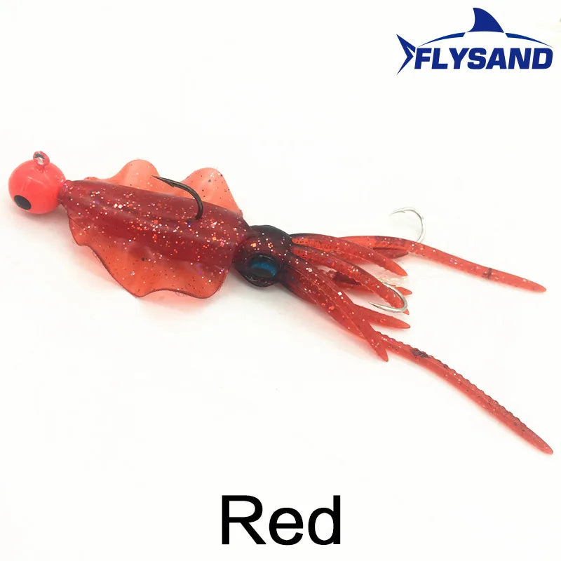 Luminous Octopus Squid Skirt Sea Fishing Wobbler Bait Squid Jig Fishing Tuna Lure Jig Head Hook 130mm Fishing Bait