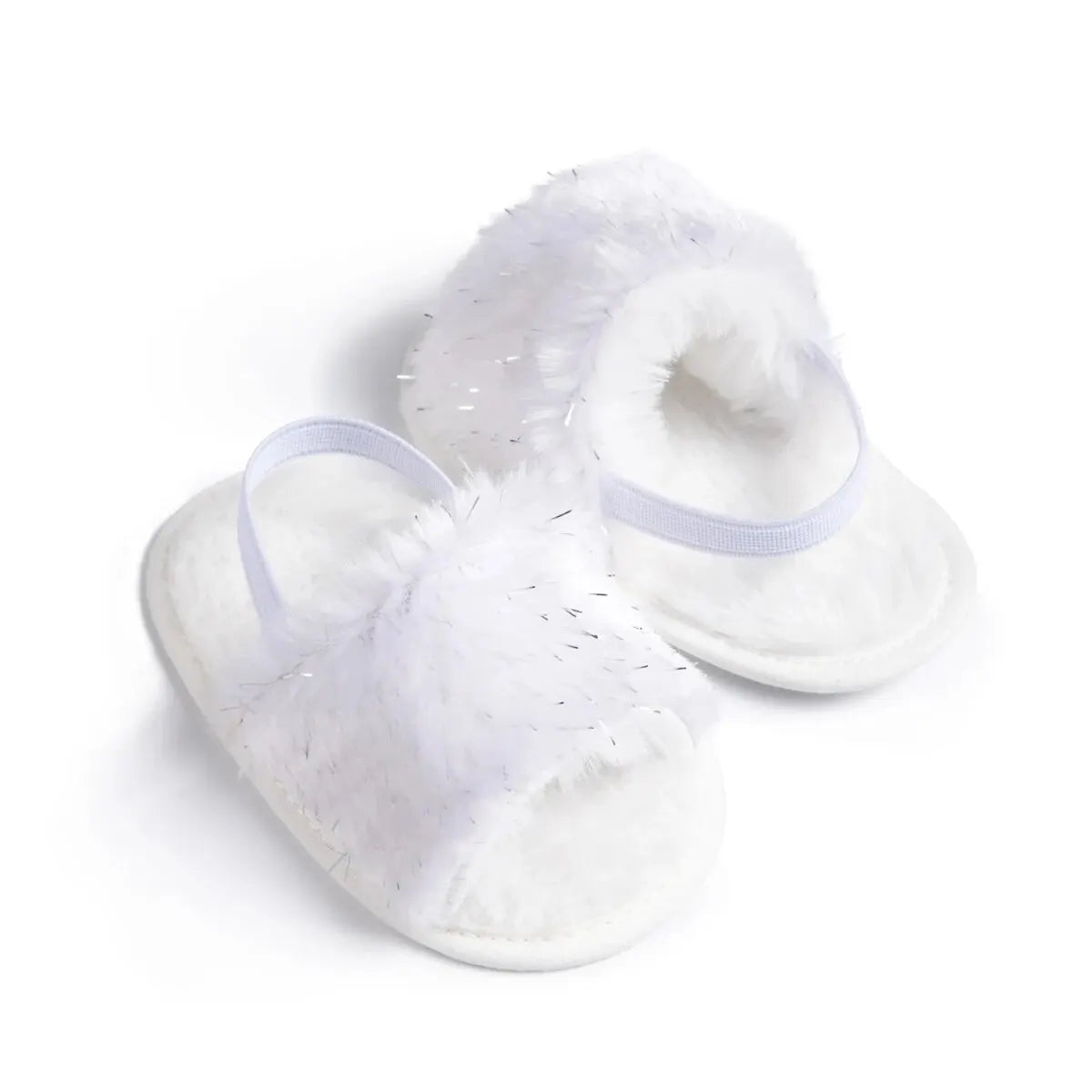 Meckior Baby Boys Girls Sandals Fluffy Baby Shoes Newborn Cotton Soft Sole Anti-Slip Toddler First Walkers Baby Slippers Indoor