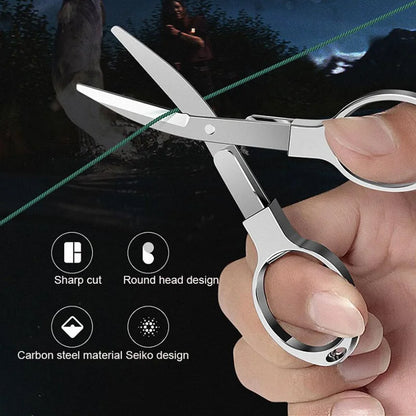 Fishing Line Scissor Portable Folding Safety Scissors Comfortable Zinc Alloy Grip Sharp Stainless Steel Safety Blade