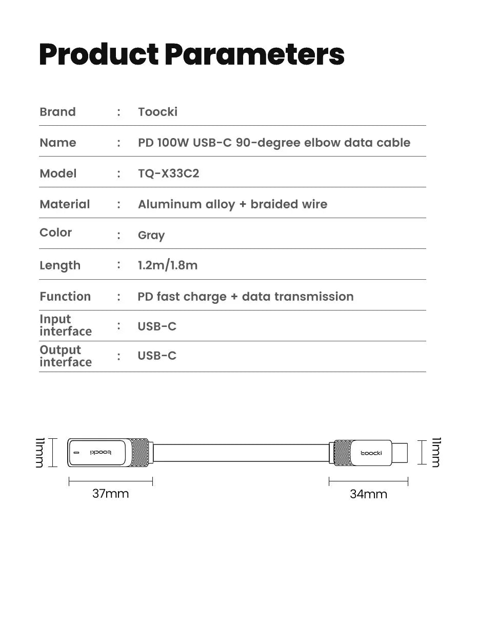 USB C to USB Type C Cable 90 Degree Display 100W Ultra Fast Charging C to C Cable for iPhone 15 Samsung Xiami Huawei POCO