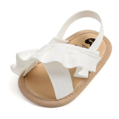 Meckior Summer Baby Sandals Baby Girl Shoes Princess Flat Sole Non-slip Toddler First Walker Crib Shoes Newborn Canvas Slippers