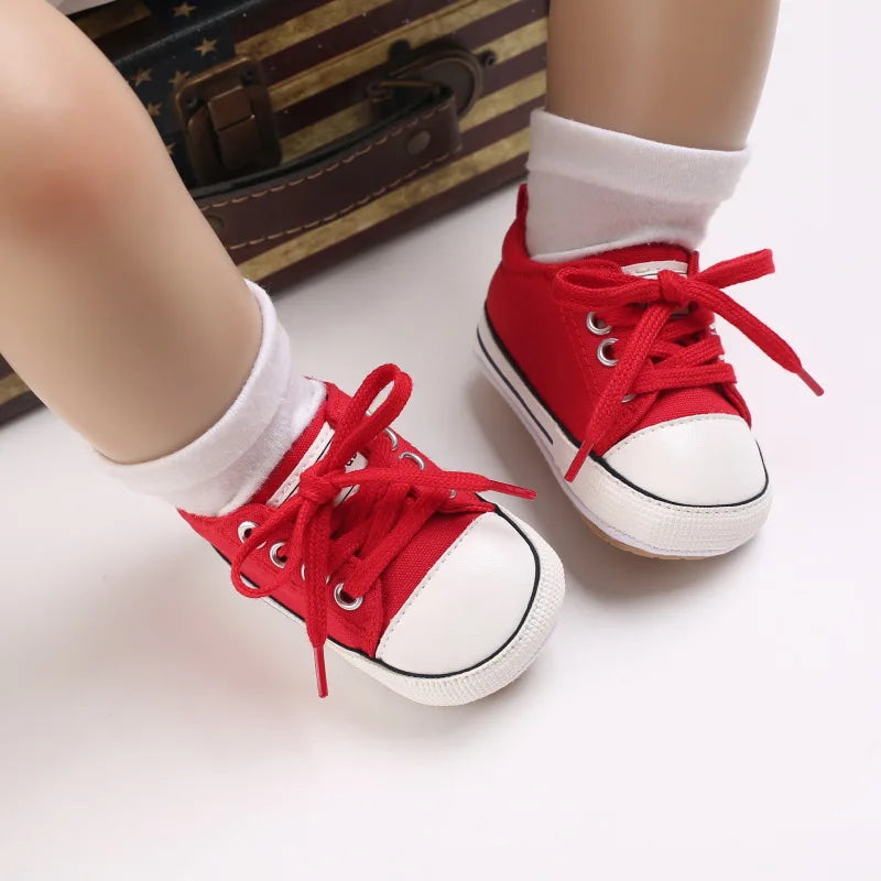 Meckior Baby Sneakers Baby Boys Girls Canvas Shoes Non-slip Rubber Sole Comfortable Soft Unisex Baby Basketball Shoes 0-18M