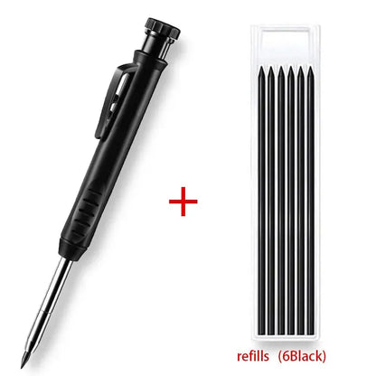 Solid Carpenter Pencil With Refill Lead And Built-in Sharpener For Deep Hole Mechanical Pencil Scribing Marking Woodworking Tool