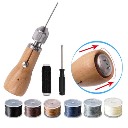 DIY Leather Sewing Awl Thread Kit Manual Sewing Machine Speedy Stitcher Leather Craft Stitching Shoemaker Canvas Repair Tools