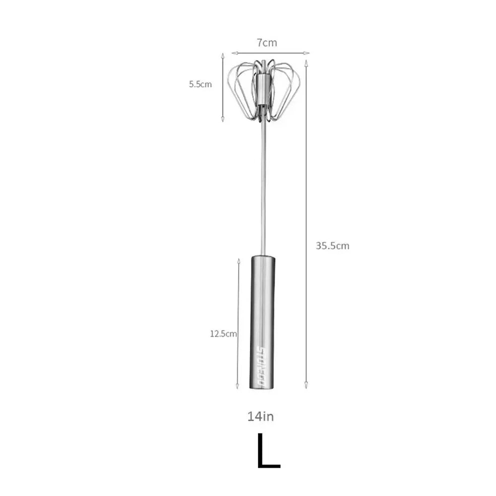 Kitchen Stainless Steel Whisk Creamer Semi-automatic Rotary Whisk Beech Wood Vase Handle Hand Mixer Cooking Baking