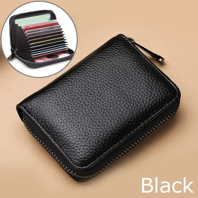 1PC Women Men Leather 26 Slots ID Credit Card Holders RFID Blocking Wallet Case Pocket Bag